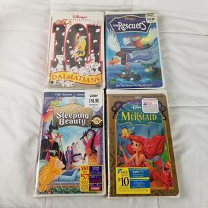 New Disney VHS Movie Lot Masterpiece Little Mermaid Sleeping Beauty 101 Rescuers